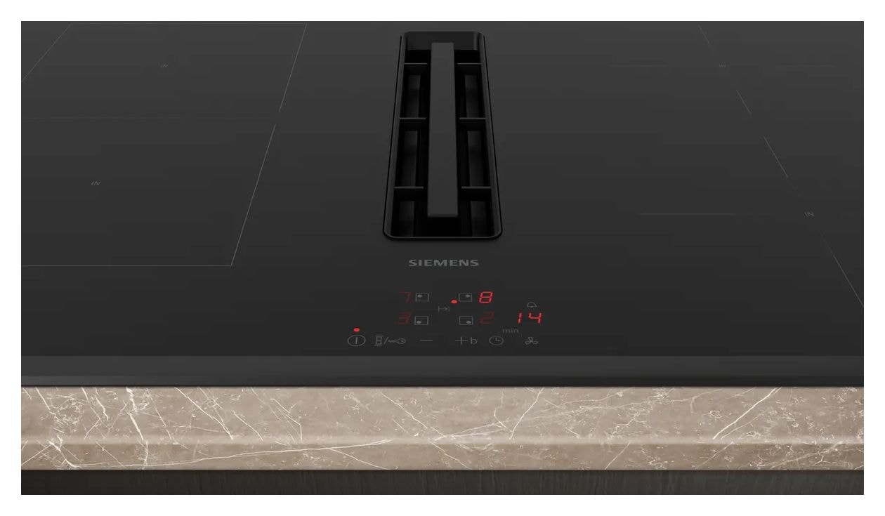 iQ300 ED851BGA6 (ED851BS16E + HZ9VDSB4) autarkes 80 cm Induktionskochfeld 4 Kochzonen mit integriertem Dunstabzug 