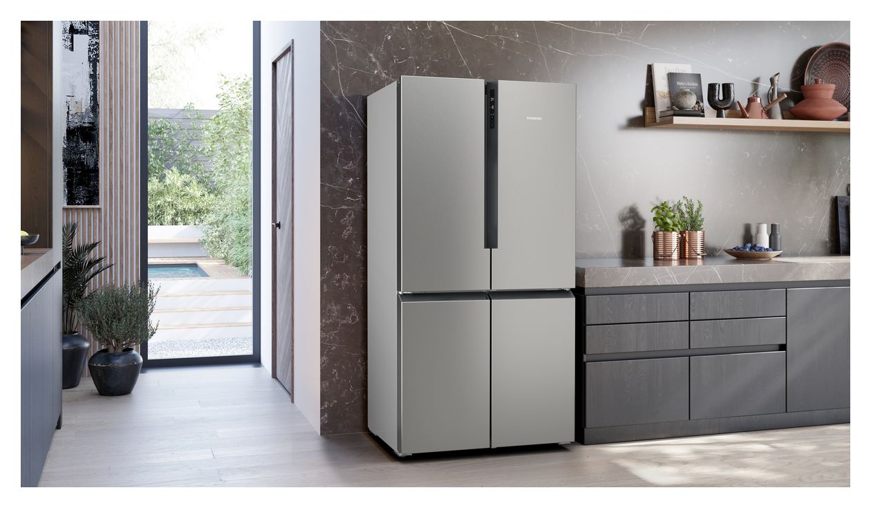 iQ300 KF96NVPEA Side-by-Side Kühl-/ Gefrierkombination French Door 405 l / 200 l 333 kWh NoFrost 1830 mm x 910 mm  (Silber) 
