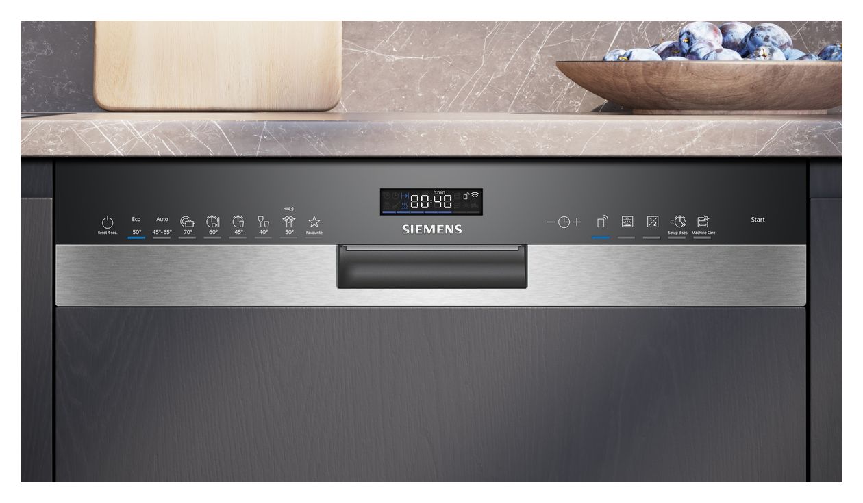 iQ500 SN55ES12CE 60 cm Geschirrspüler teilintegriert (ohne Front) Sehr leise 14 Maßgedecke aquaStop Funktion Wärmetauscher 