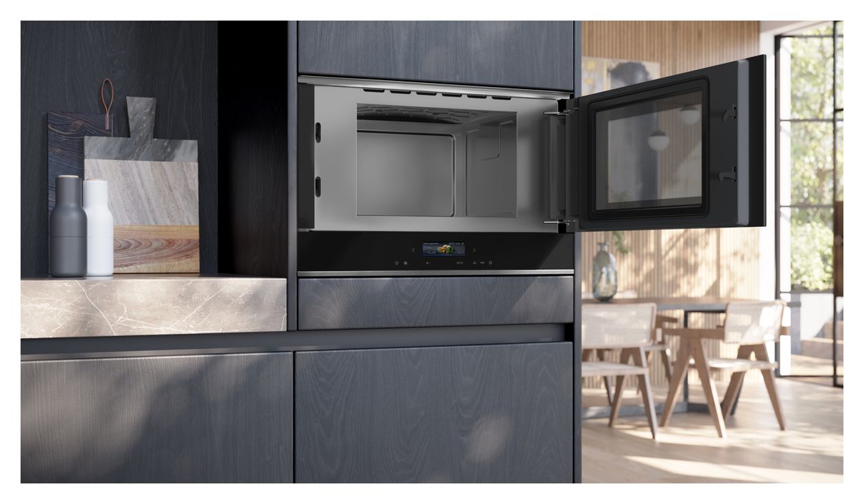iQ700 BF722R1B1 Einbau-Mikrowelle 900 W Größe: mittel 5 Stufen (Schwarz) 