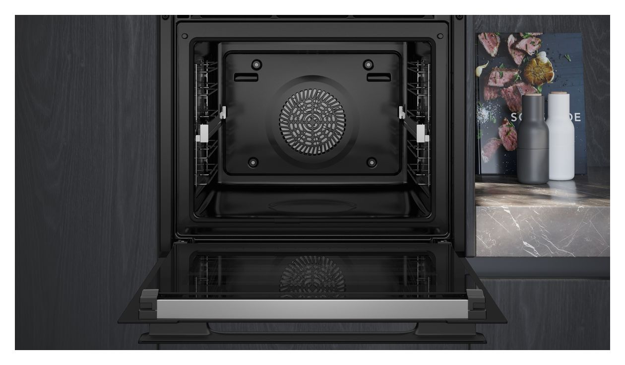 iQ700 HR976GMB1 Einbaubackofen groß Dampfgaren AutoClean (Edelstahl, Schwarz) 