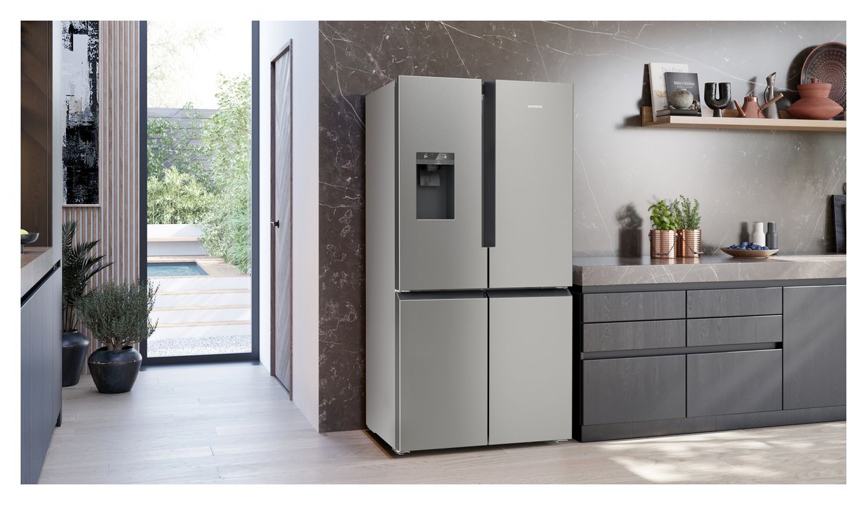iQ700 KF96DPPEA Side-by-Side Kühl-/ Gefrierkombination French Door 375 l / 199 l 327 kWh NoFrost 1830 mm x 905 mm  (Edelstahl) 