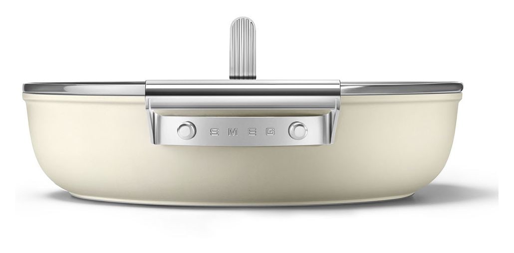 DPF2812CRM Schmorpfanne 50's Style 28 cm Keramik beschichtet für alle Herdplatten und Backöfen bis 250° mit Glas-Deckel 