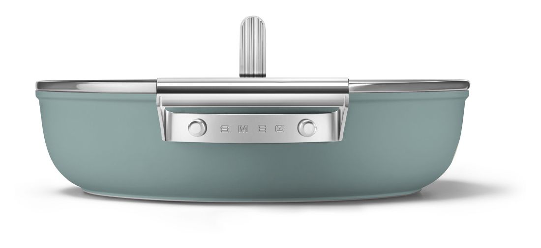 DPF2812EGM Schmorpfanne 50's Style 28 cm Keramik beschichtet für alle Herdplatten und Backöfen bis 250° mit Glas-Deckel 