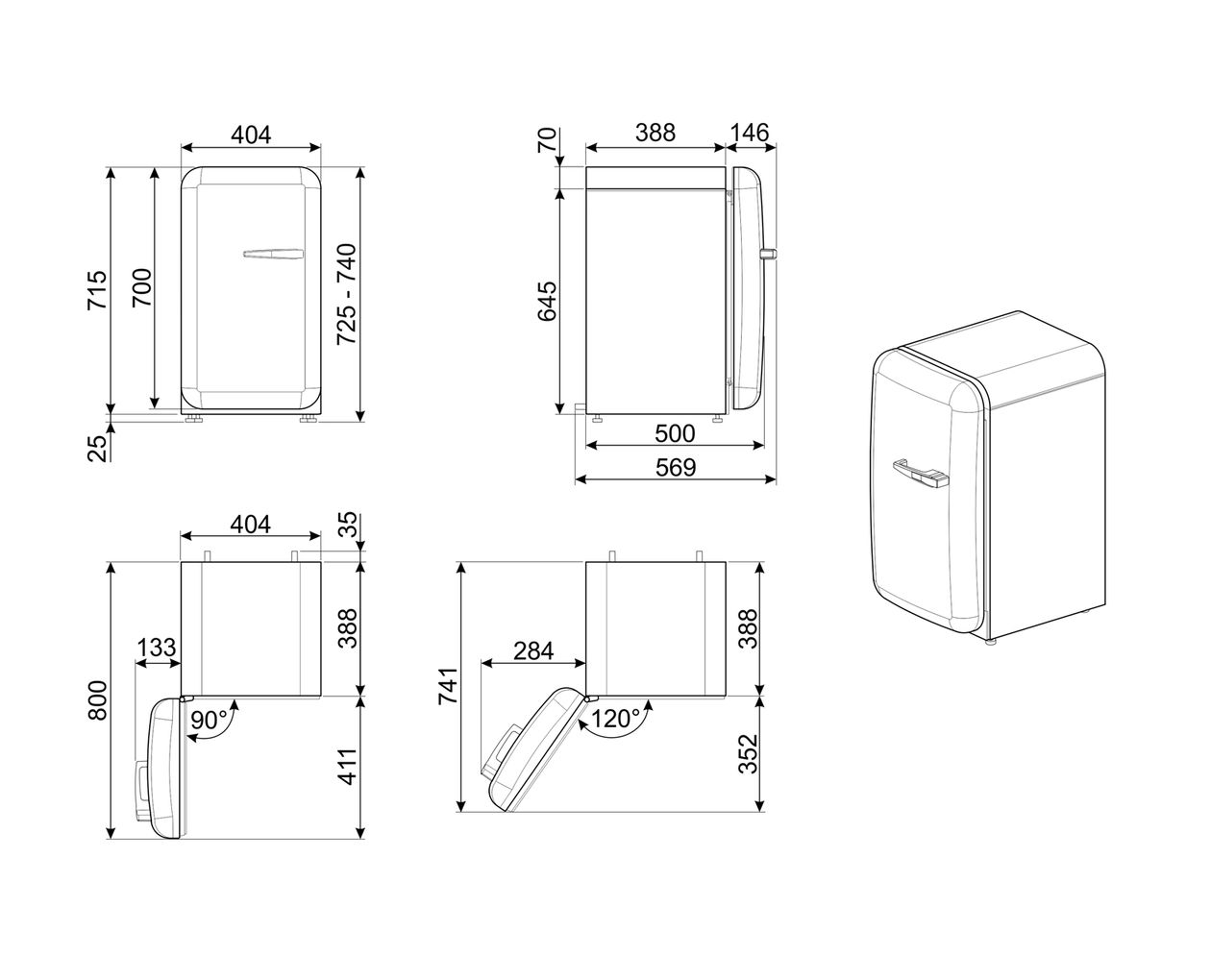 FAB5LCR6 34 l / 34 l Tischkühlschrank EEK: C 49 kWh Jahr  (Cremefarben) 