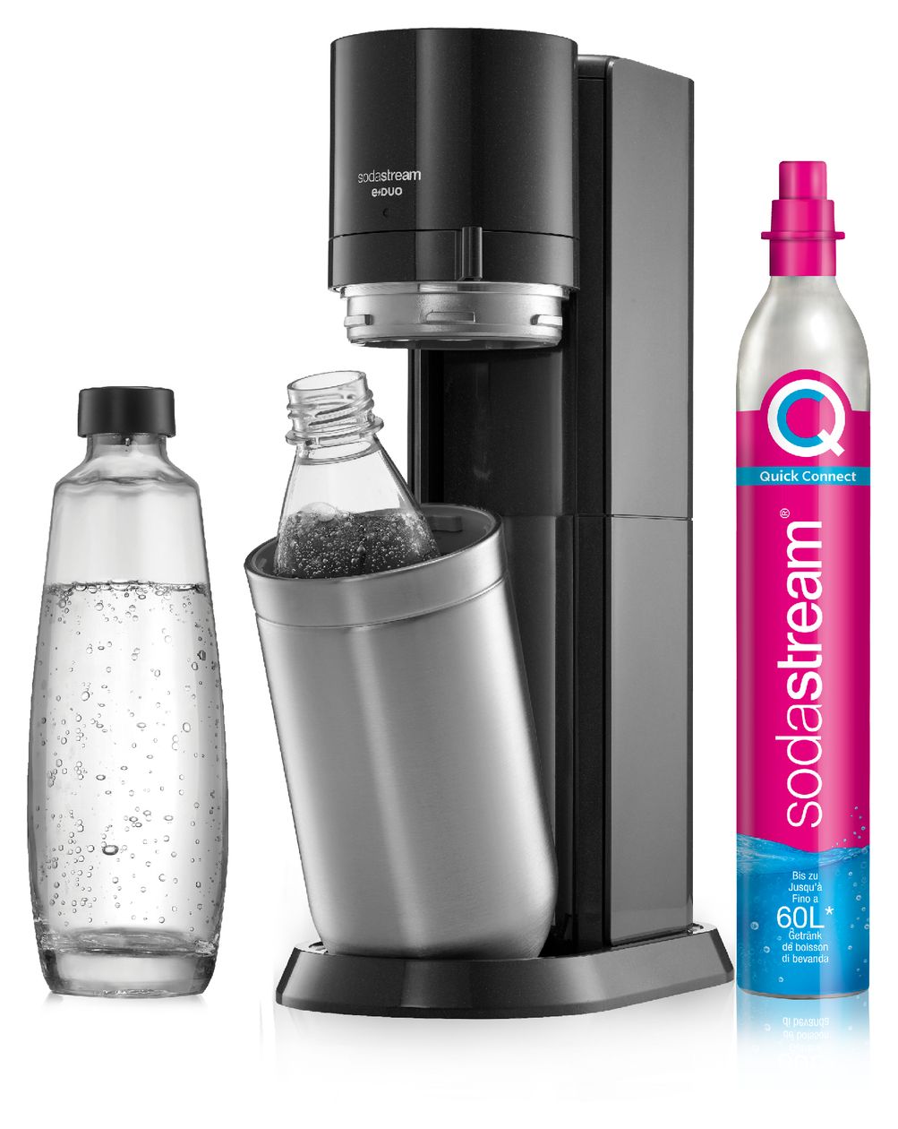 E-Duo Wassersprudler  (Schwarz, Edelstahl) 