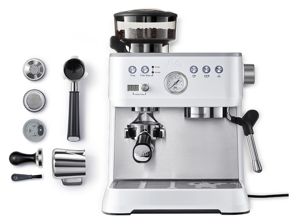 1019 Perfetta Grind & Infuse Siebträger Kaffeemaschine 1645 W  (Weiß) 