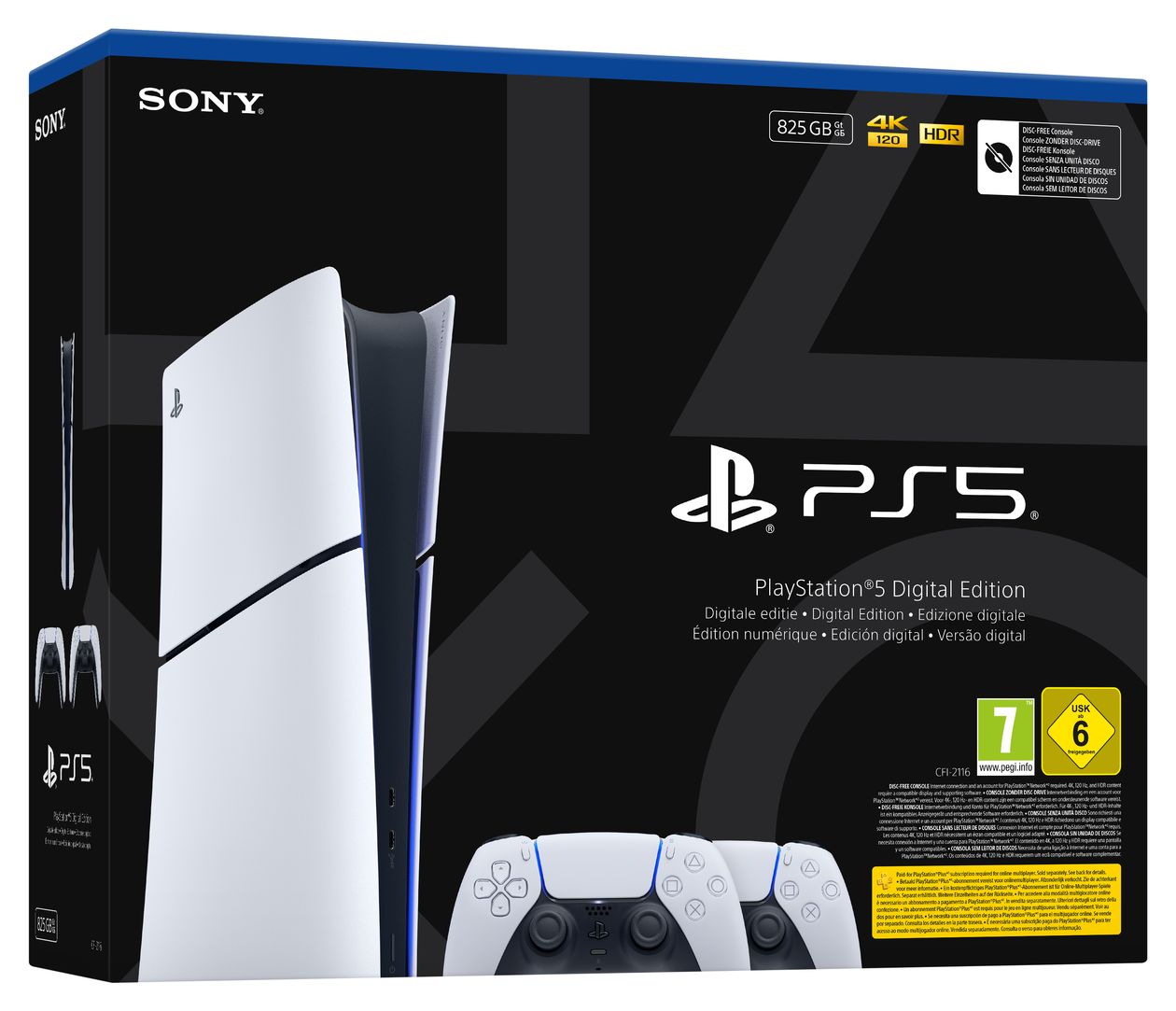 Playstation PS5 Slim Digital Edition  825 GB  (Schwarz, Weiß) 