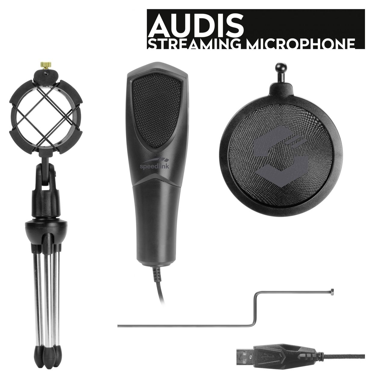 AUDIS kabelgebunden Tischmikrofon USB  (Schwarz) 
