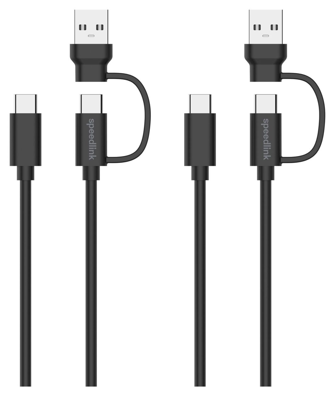 SL-460101-BK Rundkabel USB A/USB C auf USB C Männlich 3 m  (Schwarz) 