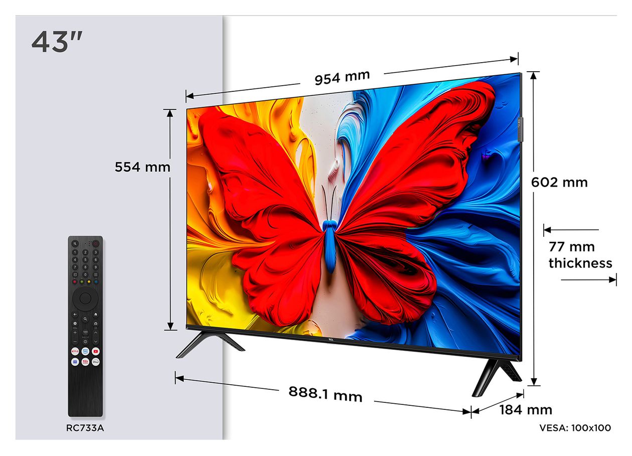 43S5K QLED 109,2 cm (43 Zoll) Fernseher Full HD VESA 100 x 100 mm 