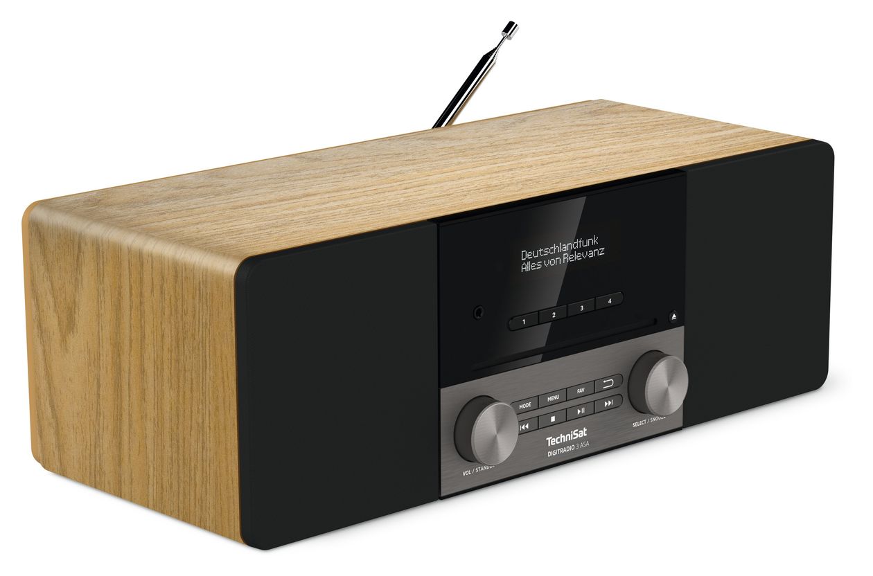 DigitRadio 3 ASA Bluetooth DAB+, FM Radio Tragbar  (Blackberry, Eiche) 