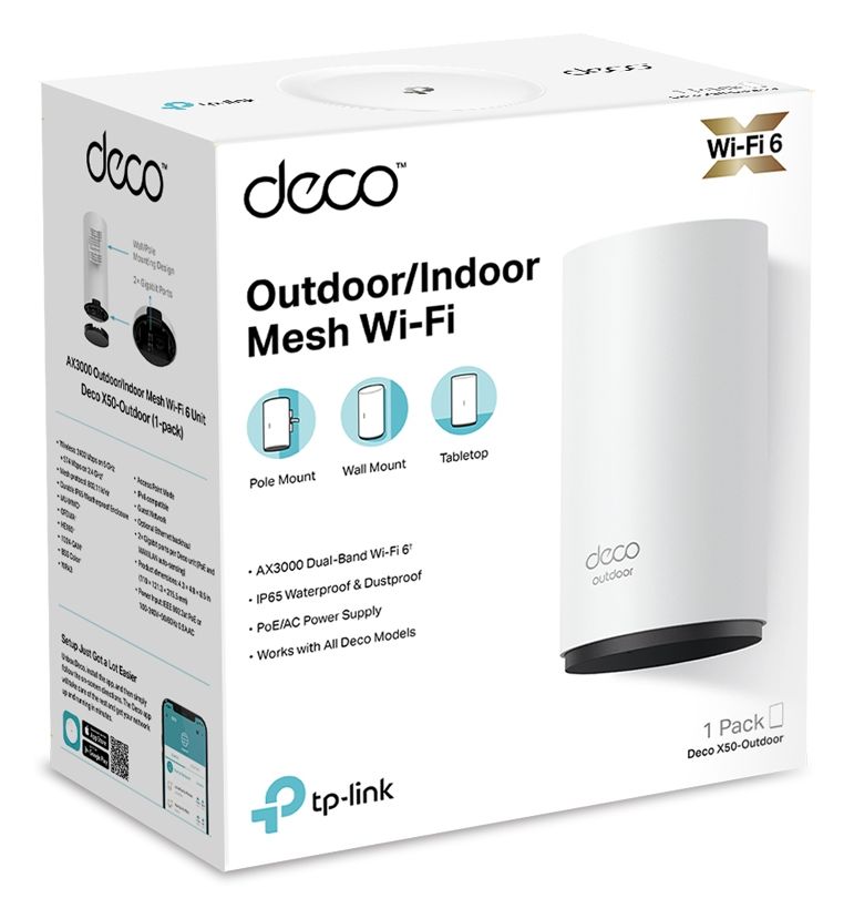 Deco X50-Outdoor WiFi 6 Router Dual-Band (2,4 GHz/5 GHz) 2402 Mbit/s 