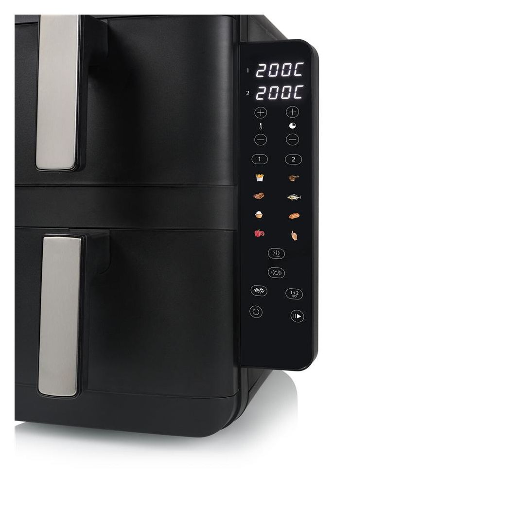 FR-9074 Doppel Heißluftfritteuse 9 l 2400 W  (Schwarz, Grau) 