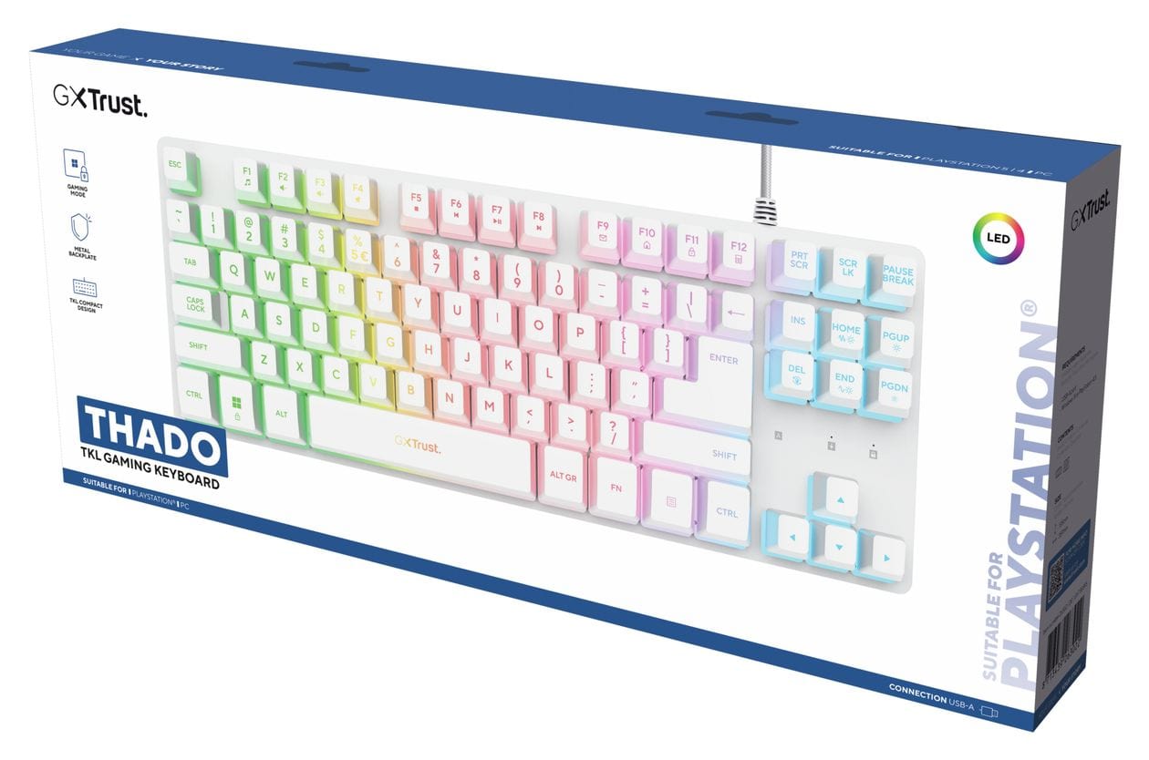 GXT833PS Thado TKL LED Gaming Tastatur USB  (Weiß) 