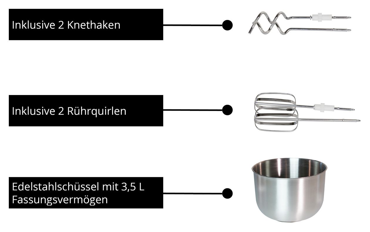 78720 Hannah Handmixer 500 W 5 Stufen  (Weiß) 