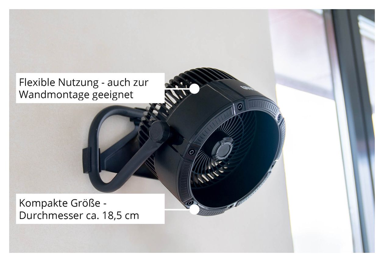 Outdoor Ventilator Flur, Tisch, Wand neigbar  (Schwarz) 