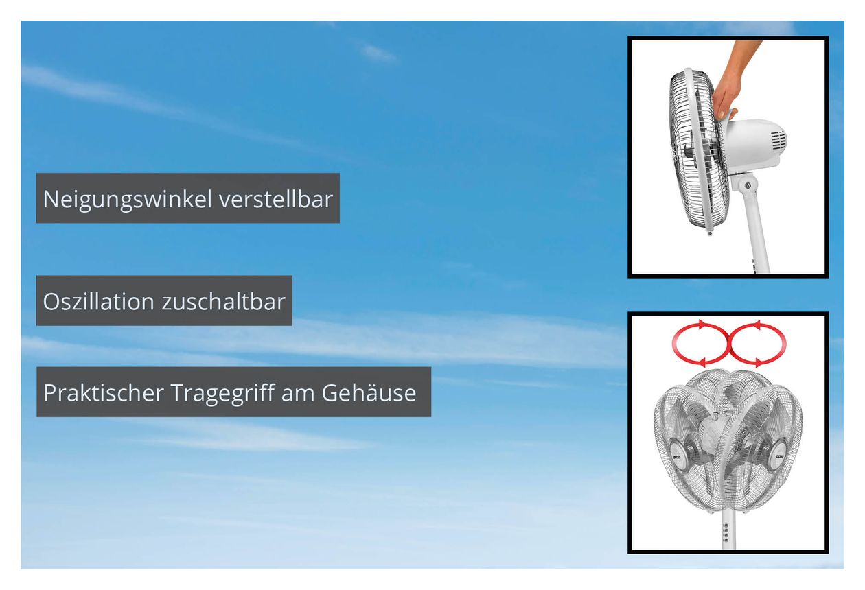 Silverline Ventilator Stand neigbar  (Silber, Weiß) 
