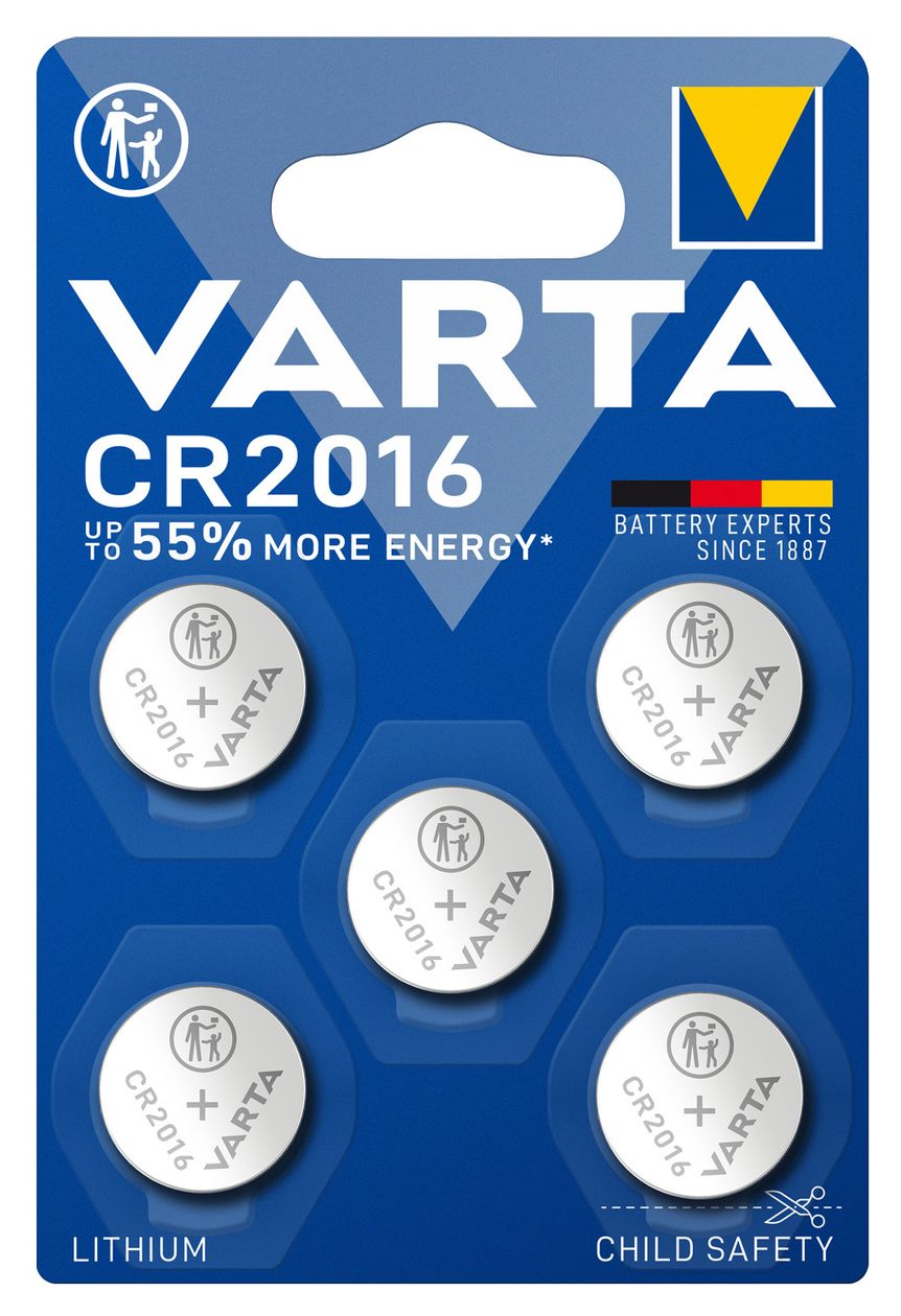 LITHIUM Coin CR2016 (Knopfzellenbatterie, 3V) 5er-Pack 