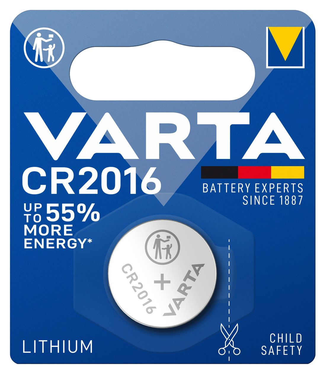 Lithium Coin Knopfzelle CR2016 Lithium 3 V 1 Stück  (Metallisch) 
