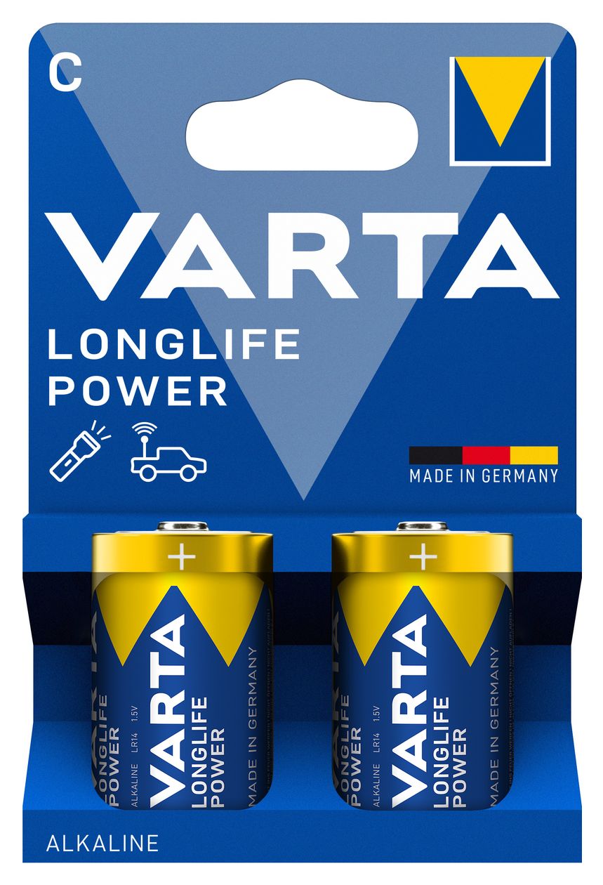 LONGLIFE Power, Alkaline Batterie, C, Baby, LR14, 2er Pack, Made in Germany 