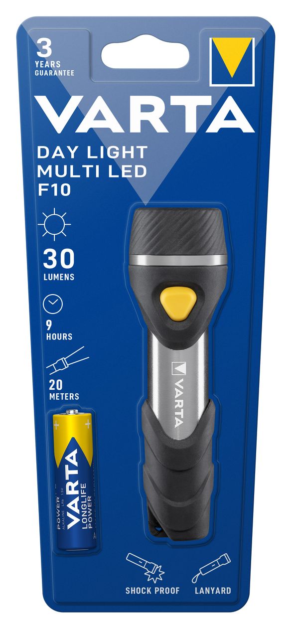 Taschenlampe mit 5 LEDs inkl. 1x AA Batterien, Day Light Multi LED F10 Leuchte, Taschenleuchte mit Anhänger, Lampe ideal für Haushalt, Angeln, Garage, Notfall, Stromausfall, Outdoor 