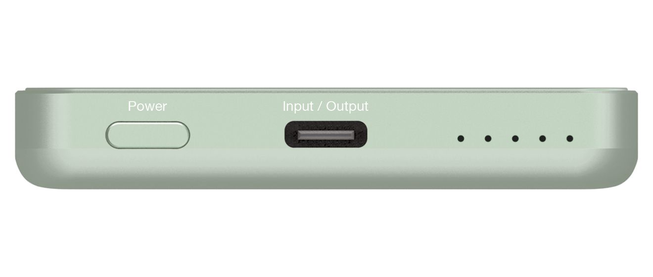 Charge 'n' Go Essentials 5000 mAh Powerbank USB Typ-C Kabelloses Laden  (Grün) 