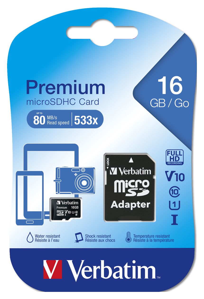 Premium MicroSDHC Speicherkarte 16 GB Klasse 10 