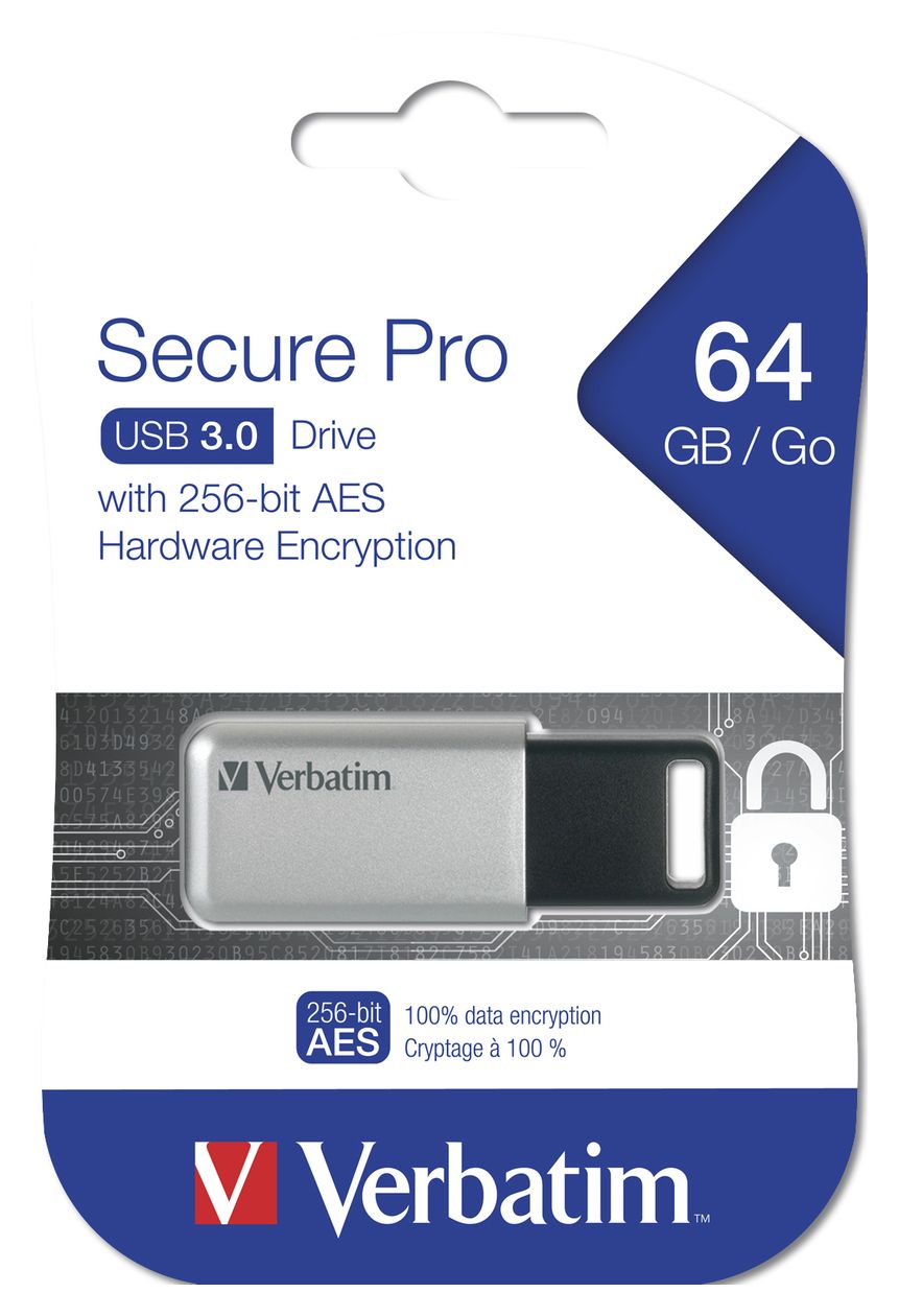 Secure Pro USB Typ-A Stick 64 GB  (Schwarz, Grau) 