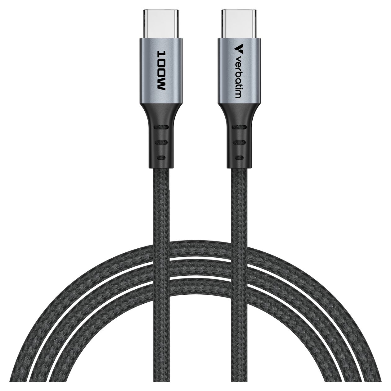 Sync & Charge 480 Mbit/s Stecker Rundkabel USB C auf USB C bis 100 W 1,2 m  (Schwarz) 