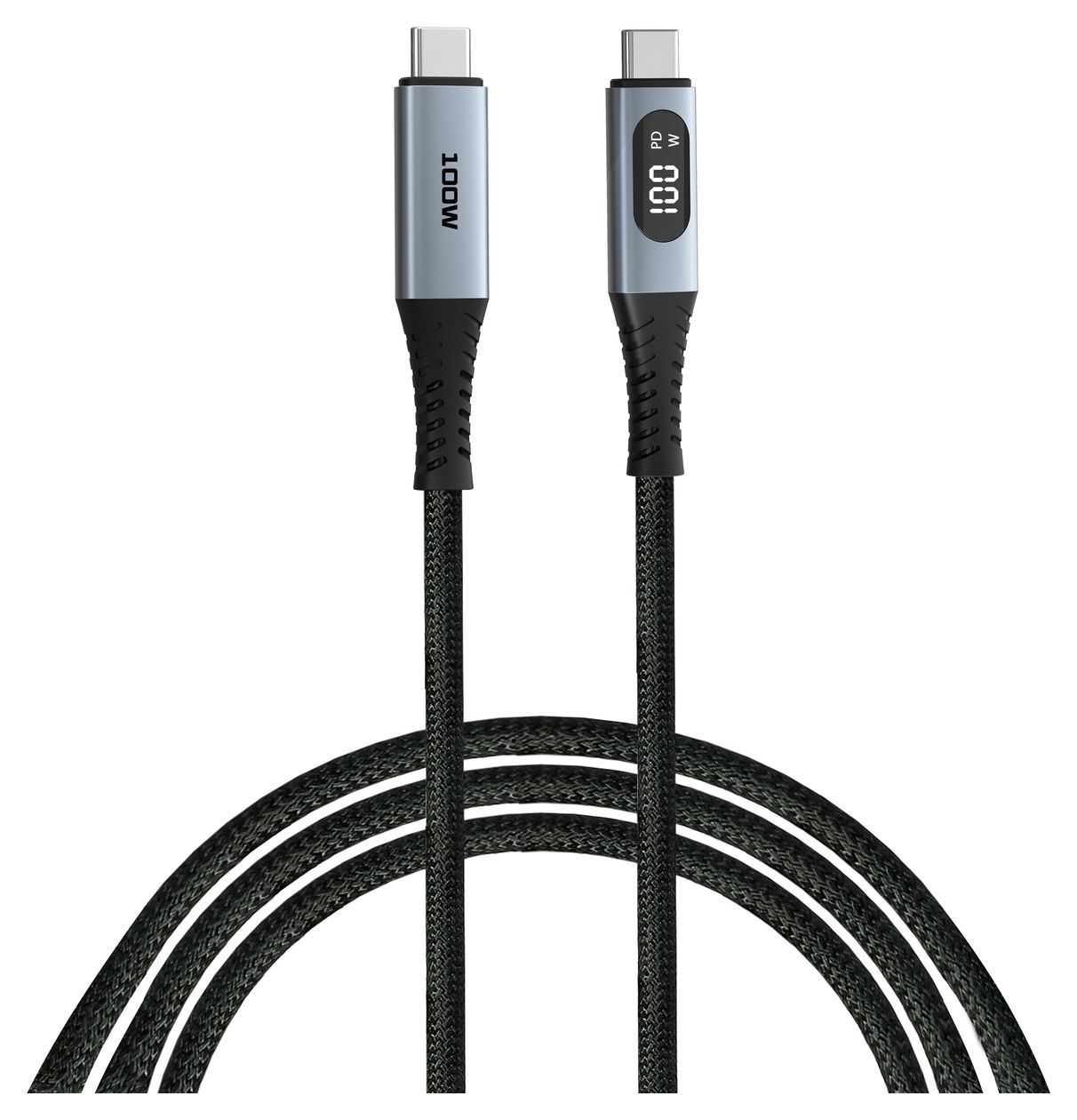 Sync & Charge Display 480 Mbit/s Stecker Rundkabel USB C auf USB C bis 100 W 1,2 m  (Schwarz) 