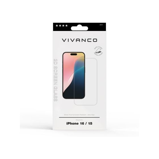 2D Klare Bildschirmschutzfolie gehärtetes Glas 9H für Apple iPhone 16/15 