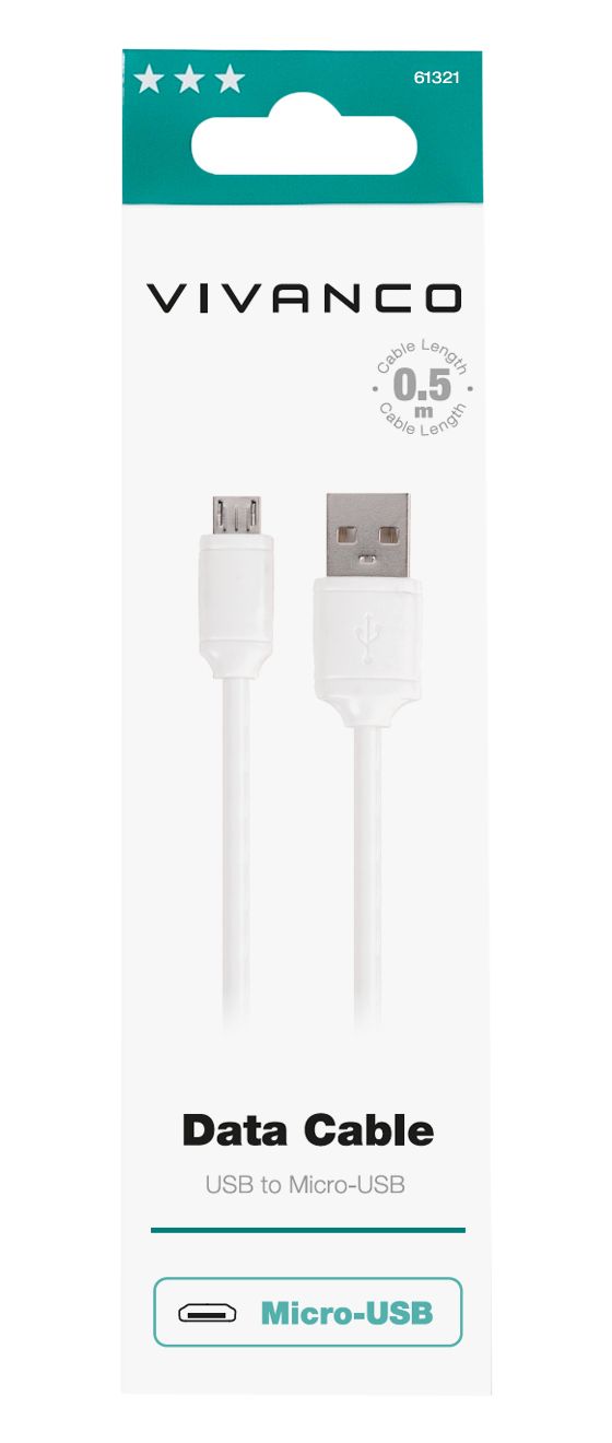 61321 USB A auf Micro-USB B Männlich 0,5 m  (Weiß) 