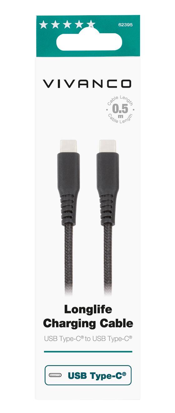 62395 USB C auf USB C Männlich 0,5 m  (Schwarz) 