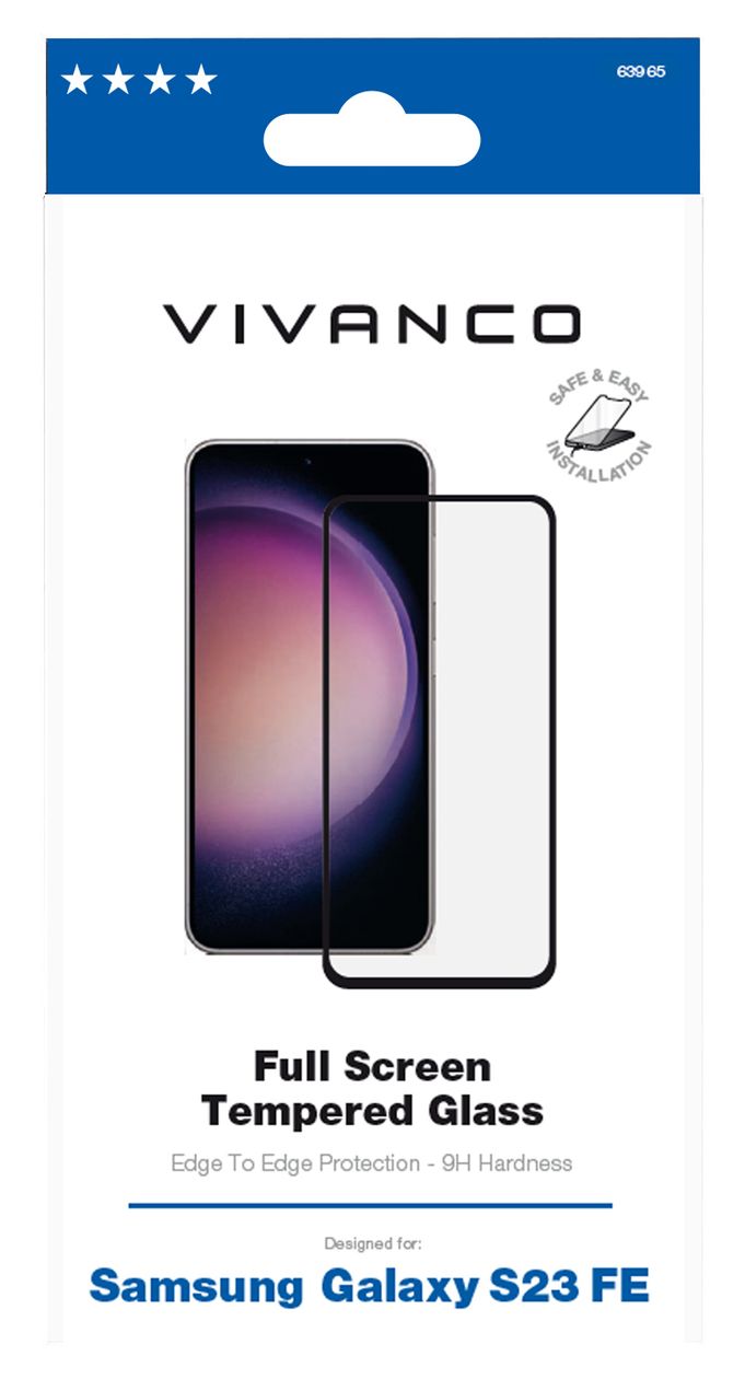 63965 Klare Bildschirmschutzfolie gehärtetes Glas 9H für  Samsung Galaxy S23 FE Schmutzabweisend, Schlagfest, Kratzresistent, Splitterfrei 