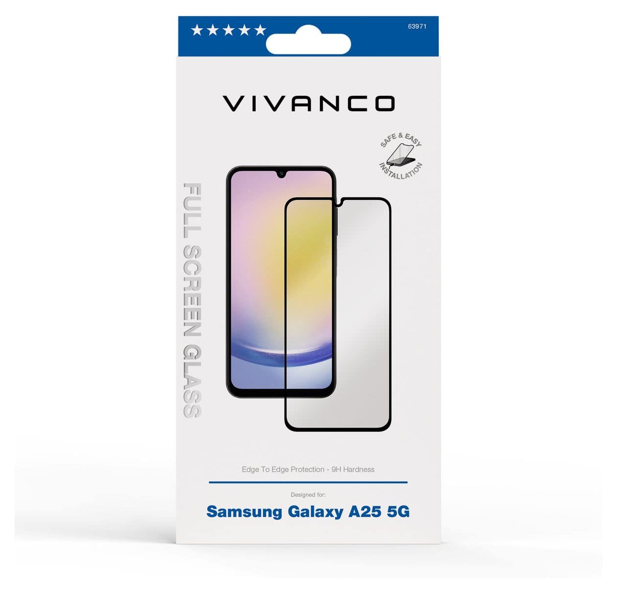 63971 Klare Bildschirmschutzfolie gehärtetes Glas 9H für  Samsung Galaxy A25 5G Schmutzabweisend, Schlagfest, Kratzresistent, Splitterfrei 