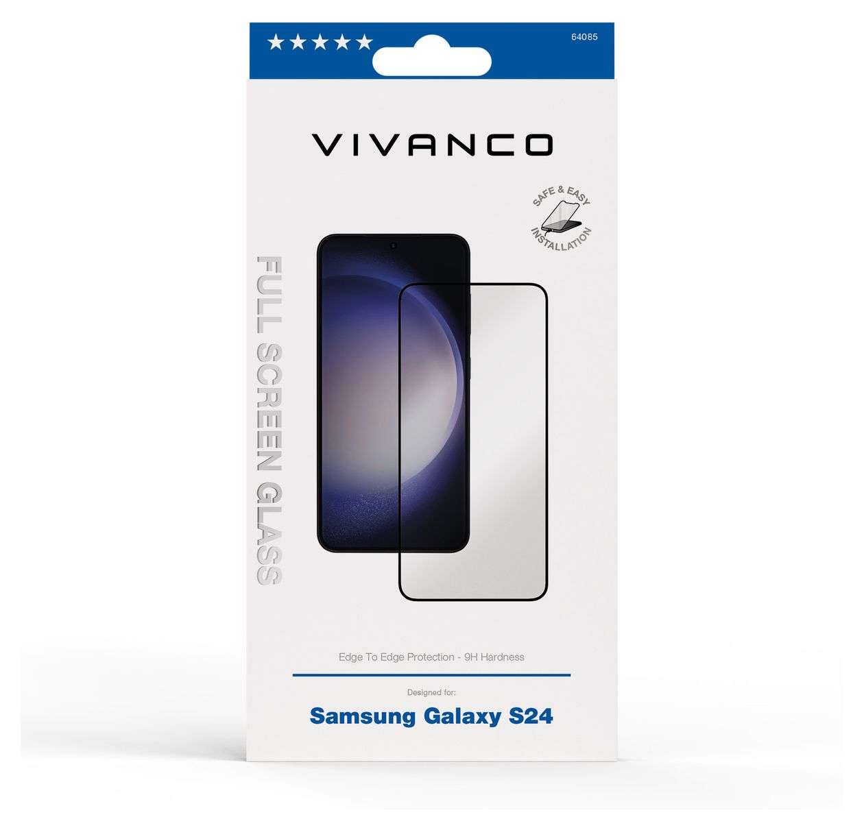 64085 Klare Bildschirmschutzfolie gehärtetes Glas 9H für  Samsung Galaxy S24 Schmutzabweisend, Schlagfest, Kratzresistent, Splitterfrei 