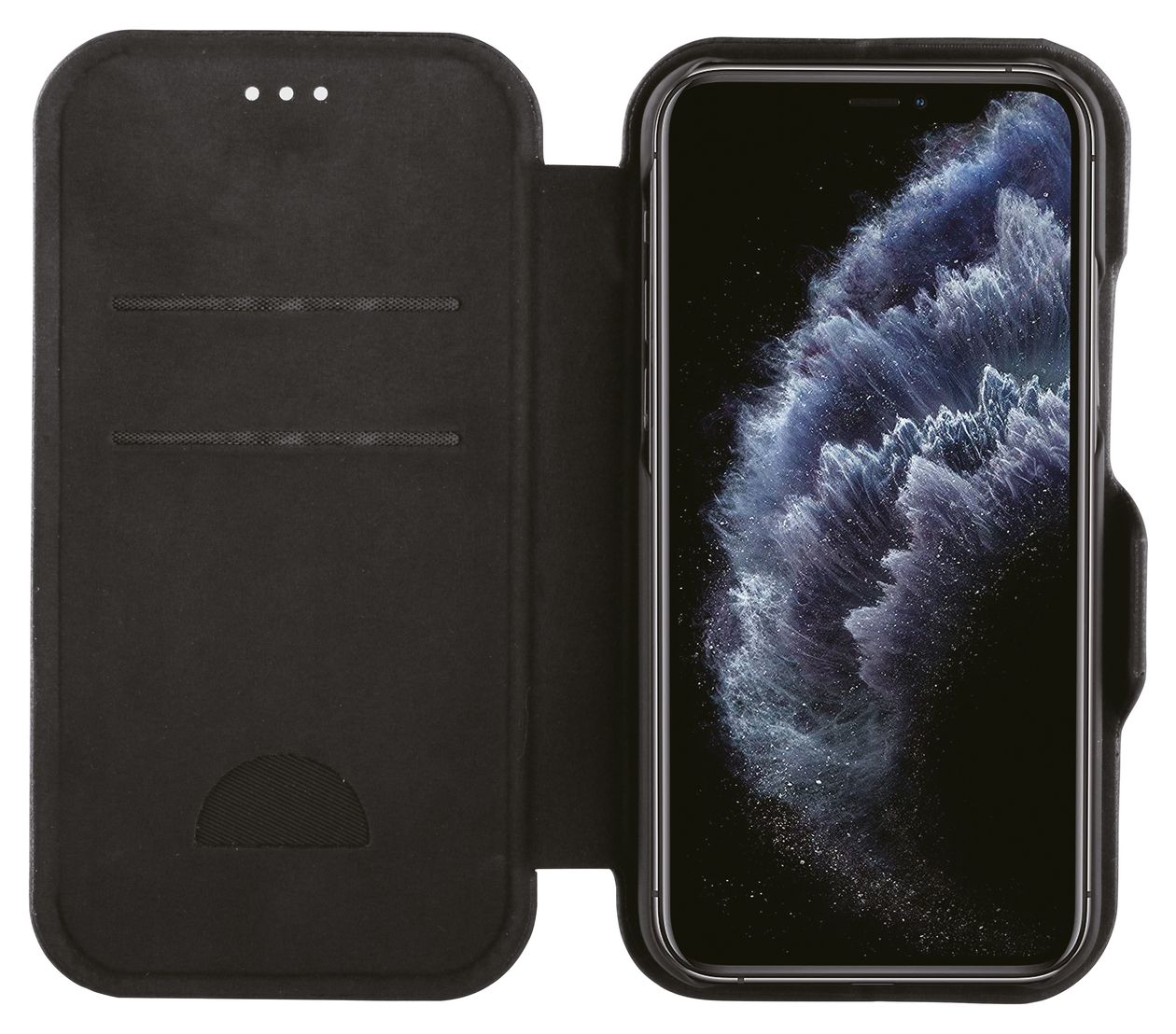 Casual Geldbörsenhülle für Apple iPhone 12, iPhone 12 Pro  (Schwarz) 