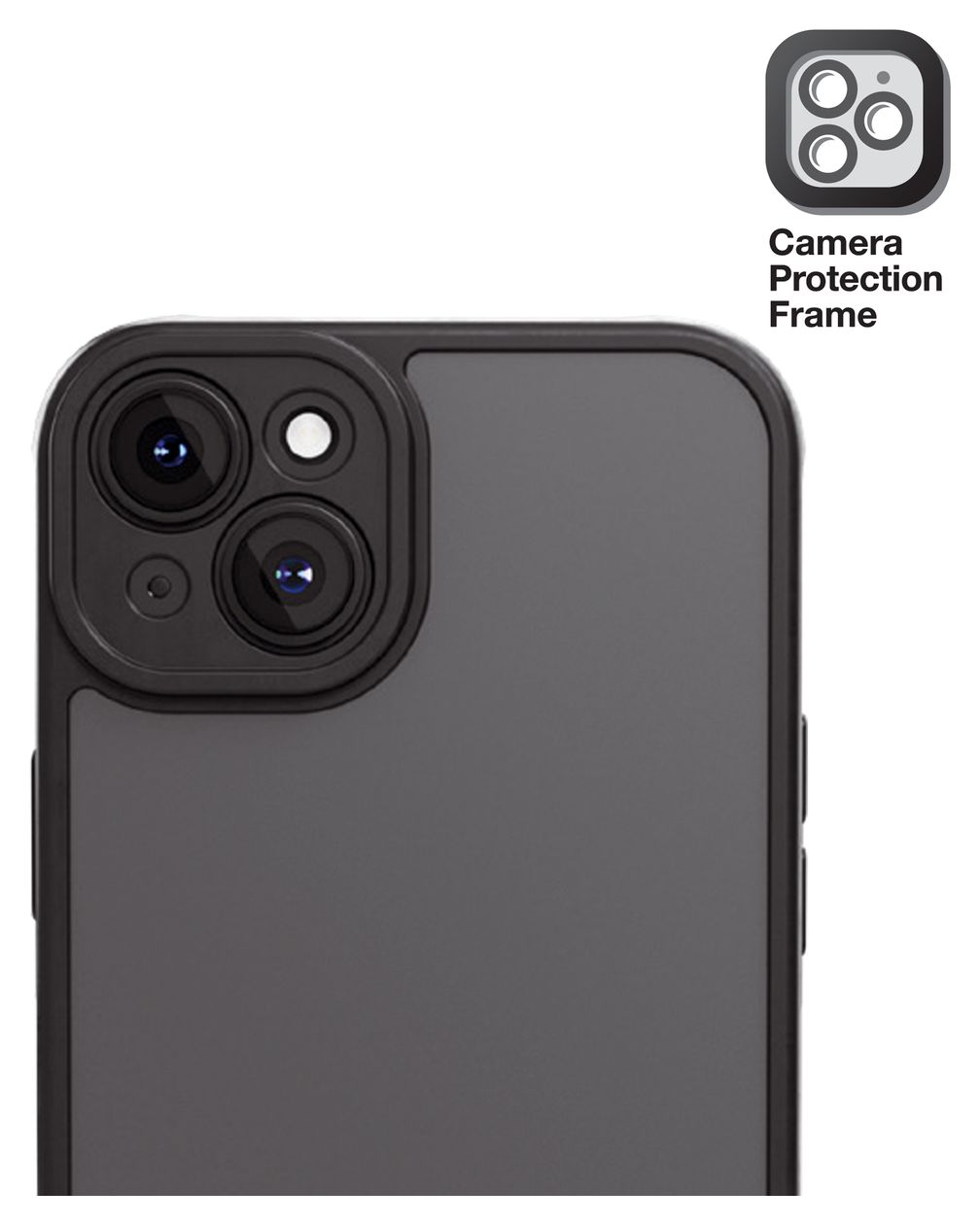 Frosted Cover für Apple iPhone 15 Plus (Schwarz, Transparent) 