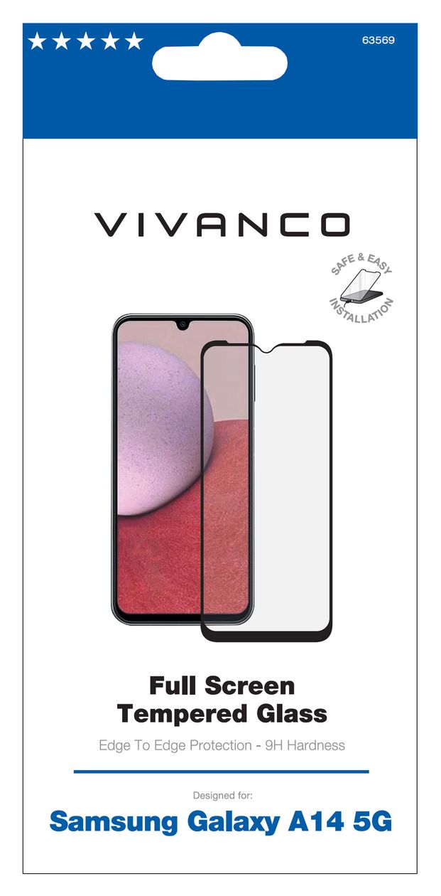 Full Screen Klare Bildschirmschutzfolie gehärtetes Glas 9H für Samsung Galaxy A14 