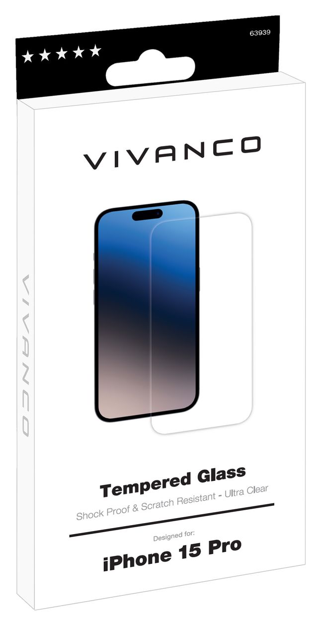 2D gehärtetes Glas 9H für Apple iPhone 15 Pro 