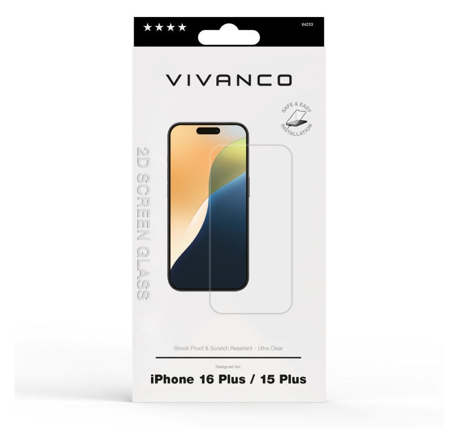 2D Klare Bildschirmschutzfolie gehärtetes Glas 9H für Apple iPhone 16 Plus 