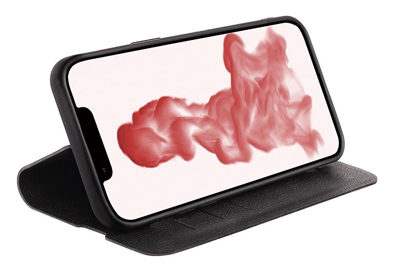 Premium Wallet Geldbörsenhülle für Apple iPhone 14 Plus  (Schwarz) 
