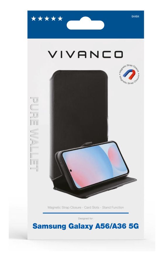 Pure Wallet Geldbörsenhülle für Samsung Galaxy A36 5G, Galaxy A56 5G  (Schwarz) 