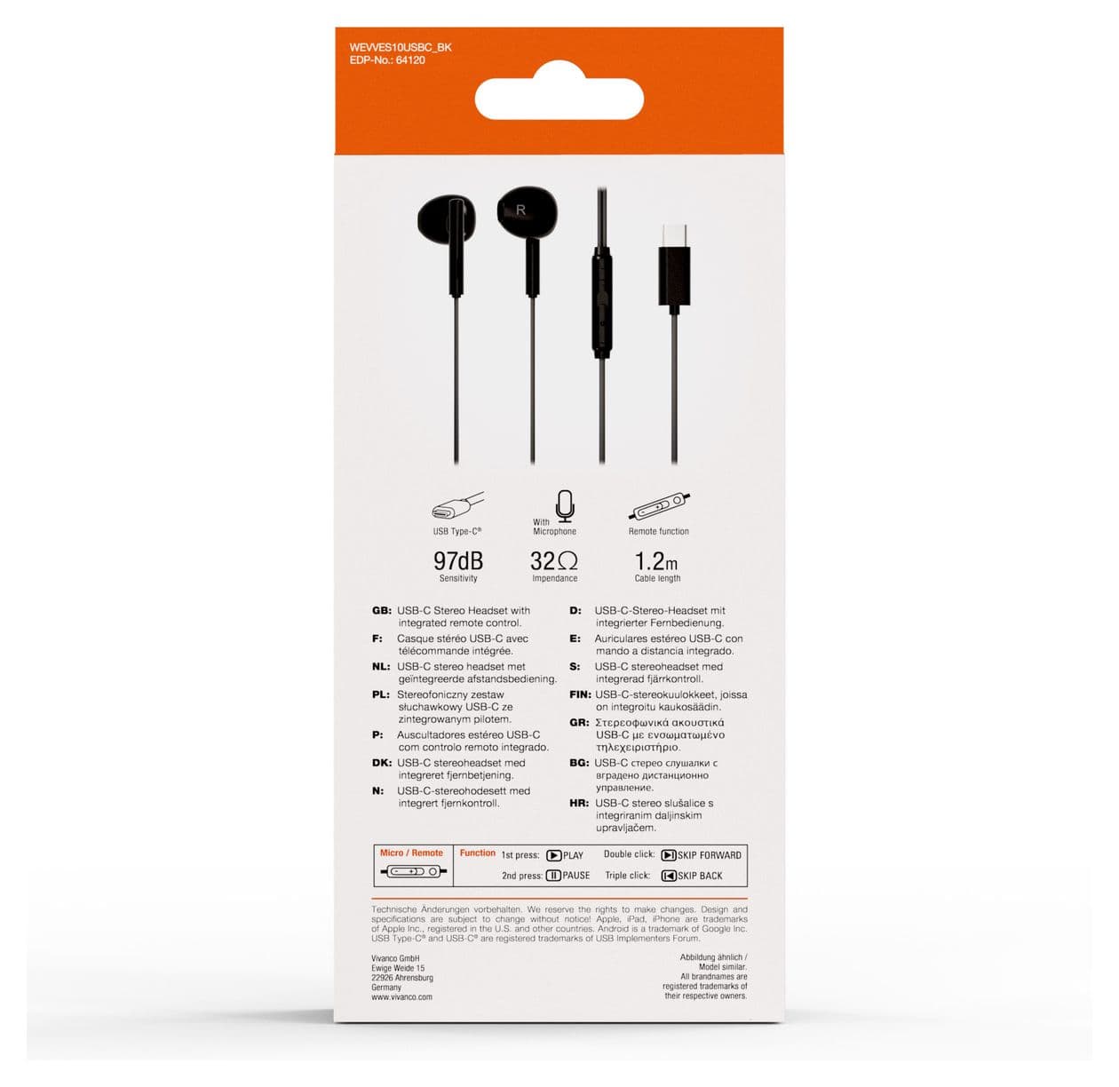 USB Type-C Capsule In-Ear Kopfhörer Kabelgebunden USB Typ-C  (Schwarz) 