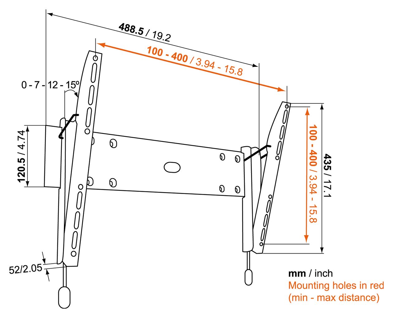 Base 15M Wand Halterung bis 139,7 cm (55") 30 kg -15 - 15° 