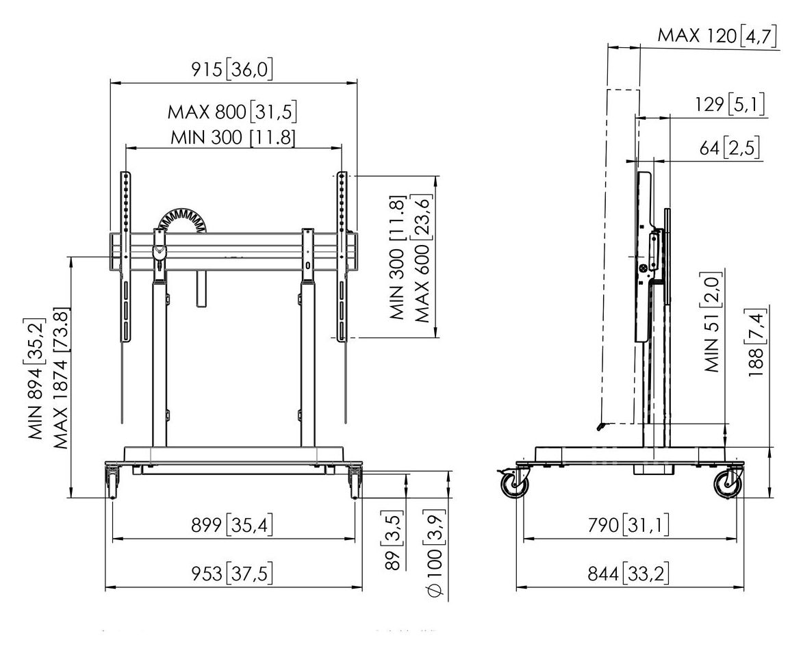 RISE 5205 Trolley mit elektrischem Display Lift 
