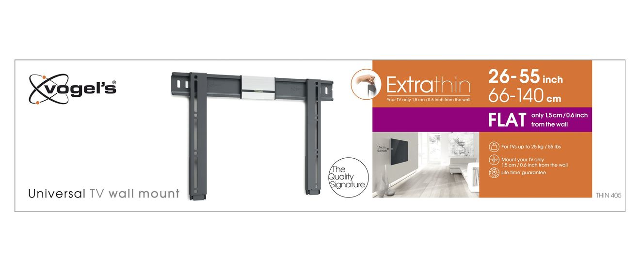 Thin 405 flache Wand Halterung 0° bis 139,7 cm (55") 25 kg 
