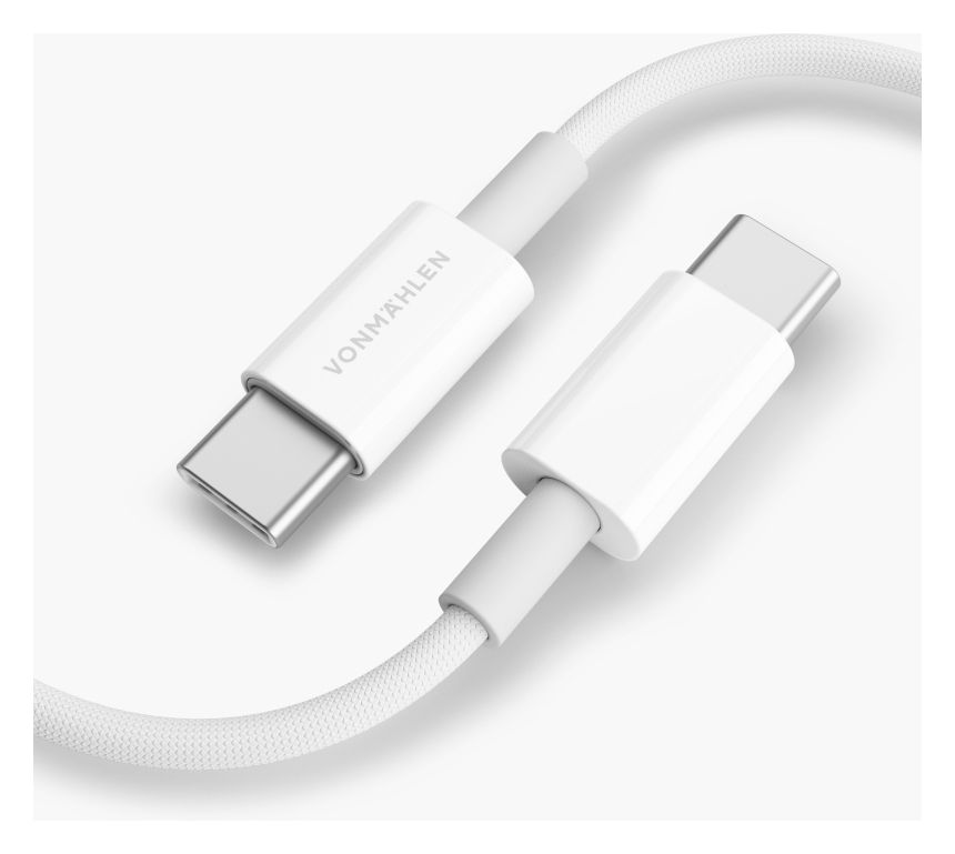 CCA00001 Rundkabel USB C auf USB C Männlich bis 60 W 1 m  (Weiß) 