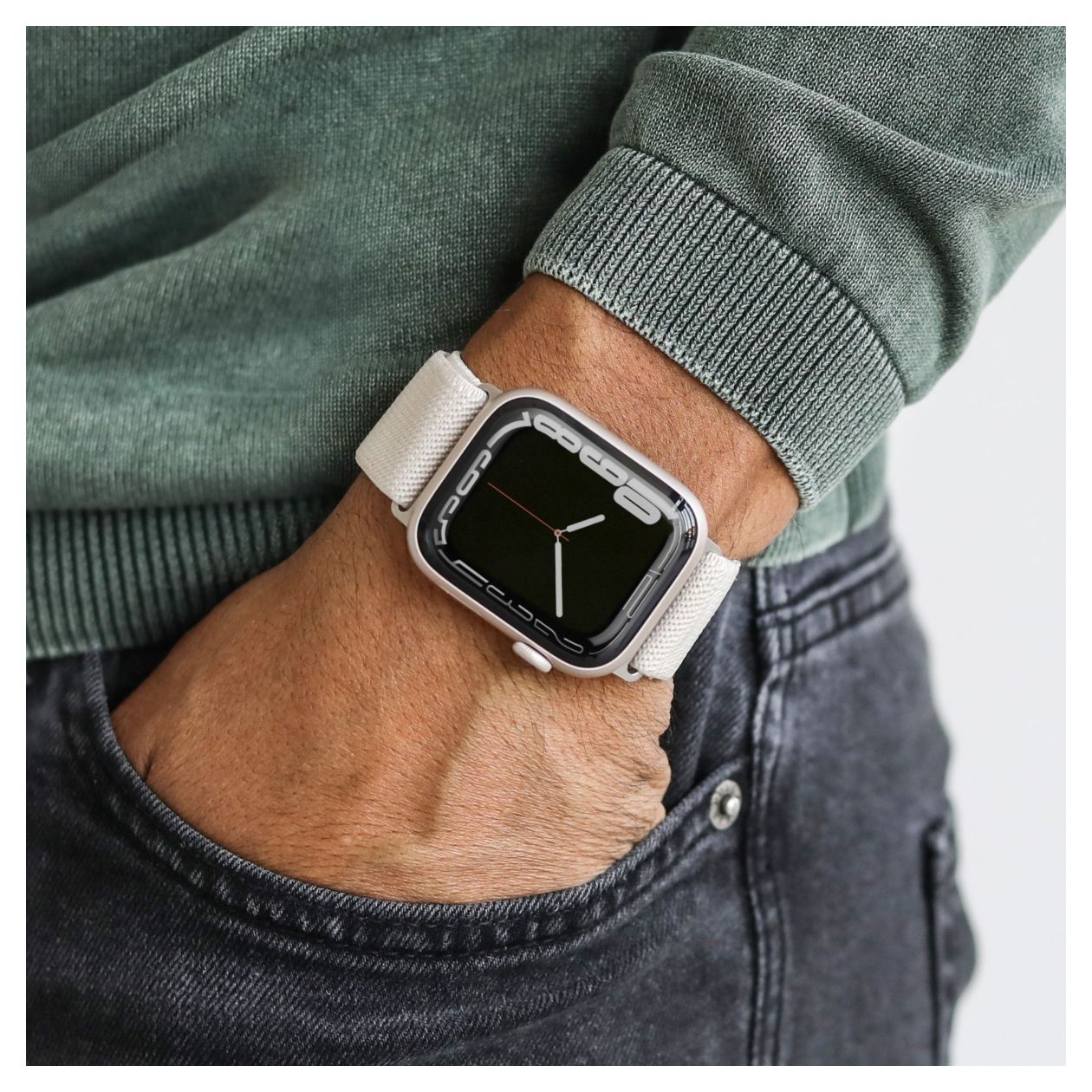 Classic Nylon Loop Armband Apple Watch 42 / 44 / 45 / 49 mm  (Cremefarben) 